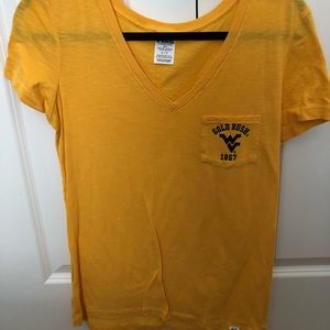 VS Pink WVU Gold Rush short sleeve vneck